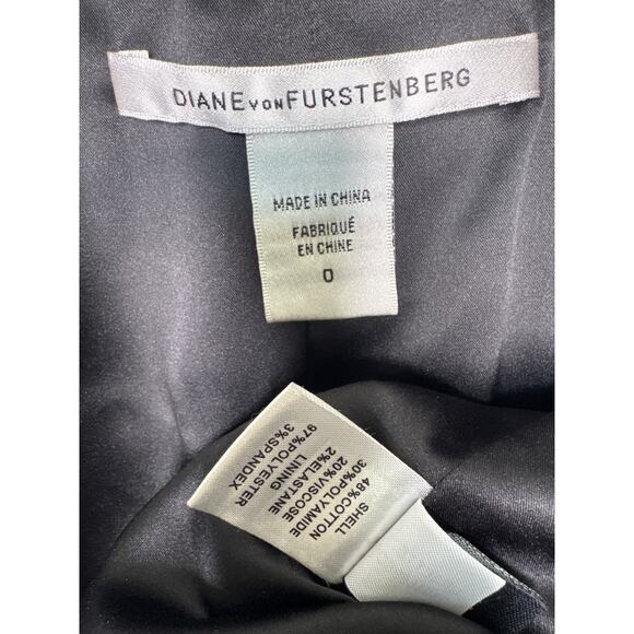 Vintage Diane von Furstenberg DVF Black Lace Blazer formal crystal button Size 0 - Picture 11 of 16